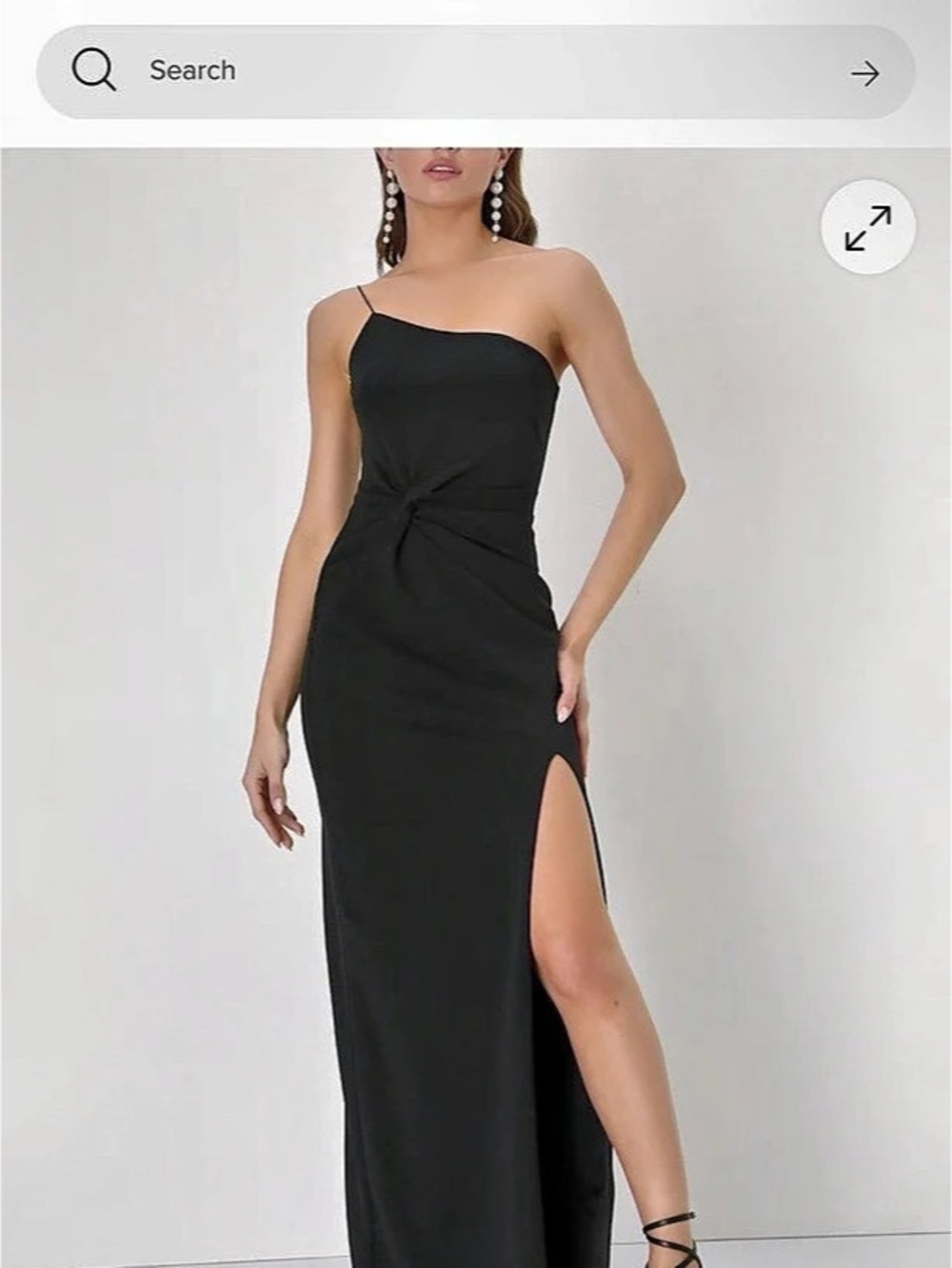 Lulus Dramatic Efforts Black One-Shoulder Knotted Maxi Dress NWT